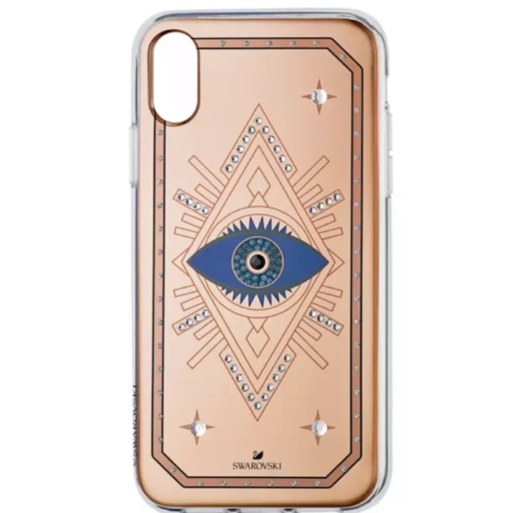 Swarovski iPhone X/XS case art deco vintage style Rhinestone eye rose gold $65